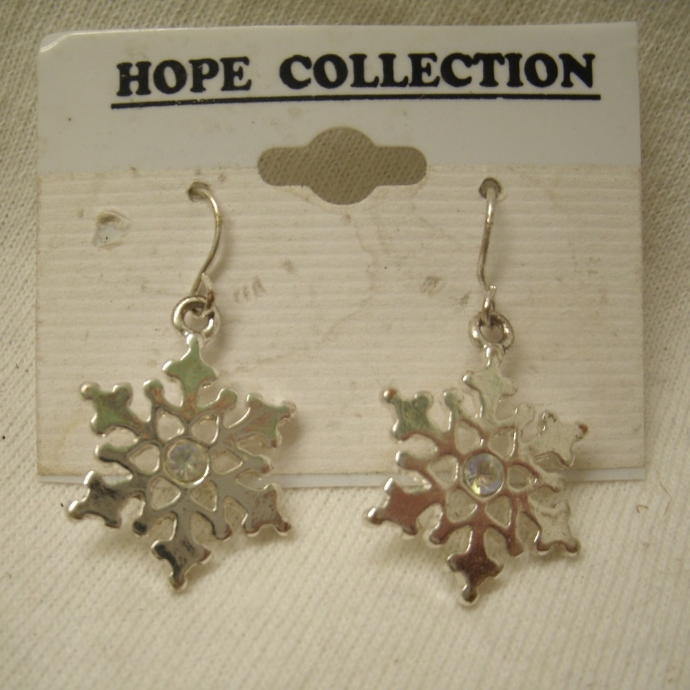 vintage Silver Snowflake Dangle Earrings
